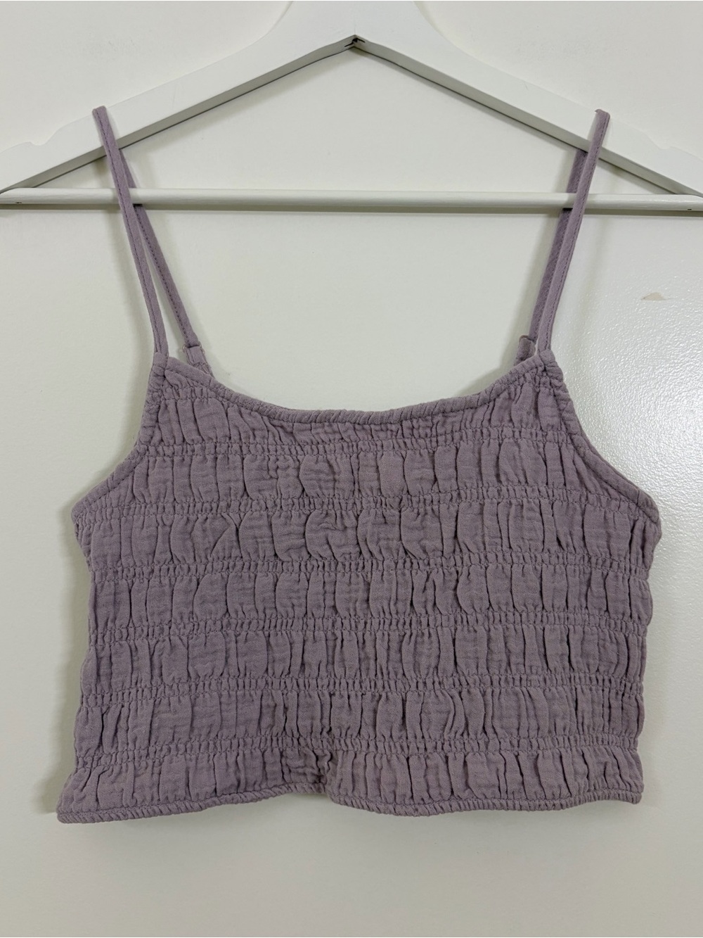 NWT PacSun L.A. Hearts Smocked Cotton Crop Cami Lavender S Boho Summer Cottage